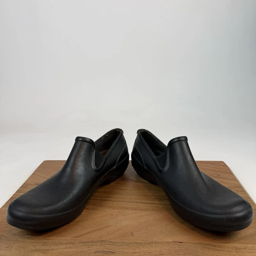 Womens Bogs‎ Patch Slip On Solid Black Waterproof Garden Rain Shoes Size 9 M